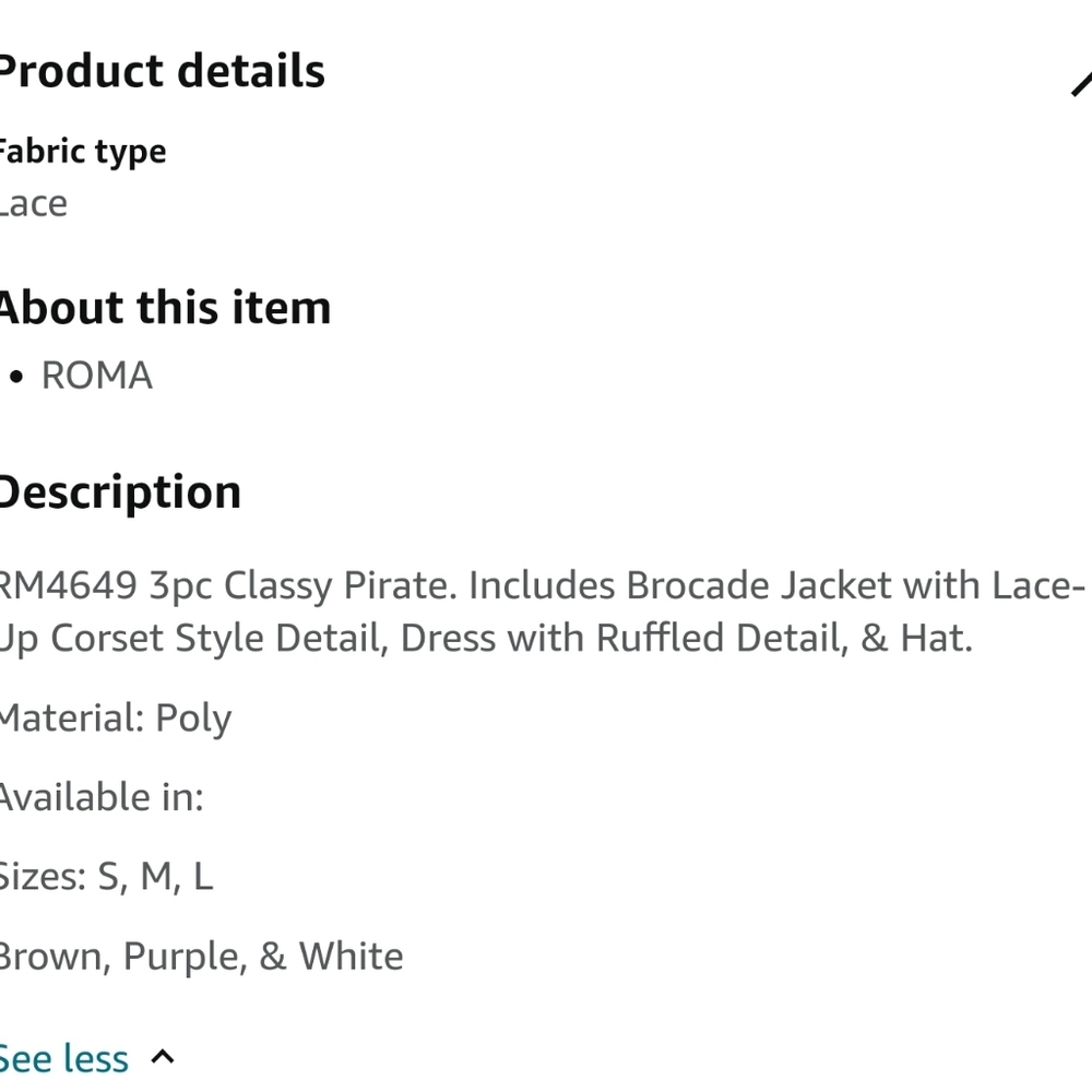 Roma 3 Piece Pirate Halloween Costume for Women - Picture 5 of 16